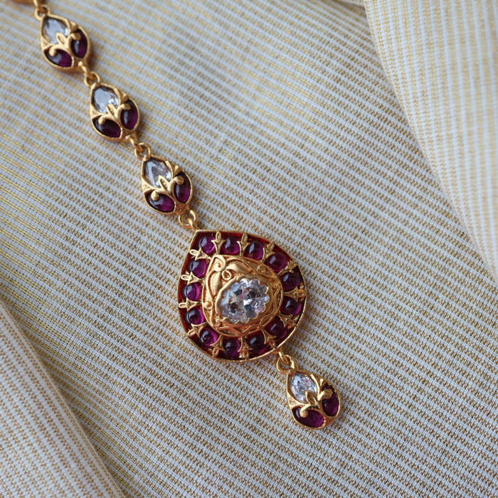 Antique ruby stone maang tikka TA424