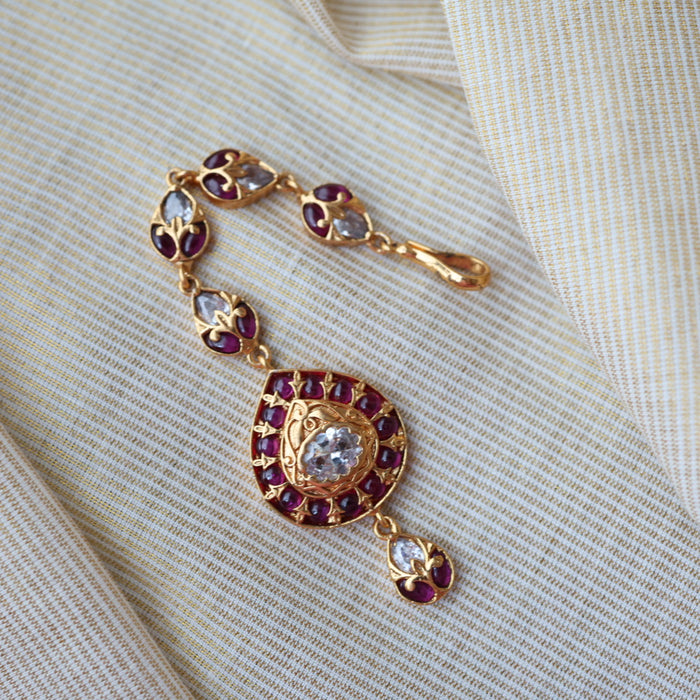 Antique ruby stone maang tikka TA424