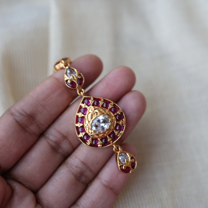 Antique ruby stone maang tikka TA424