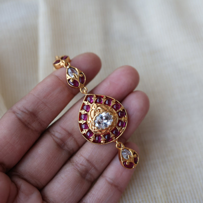 Antique ruby stone maang tikka TA424