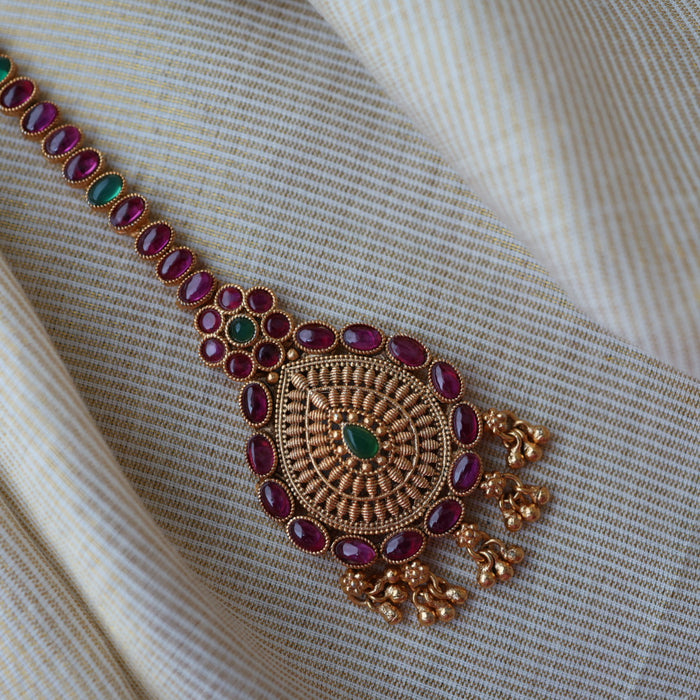 Antique ruby green stone maang tikka TA420