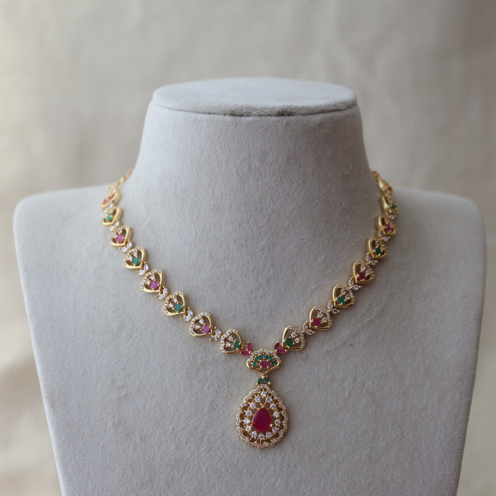 Heritage gold plated multi stone short necklace H3333