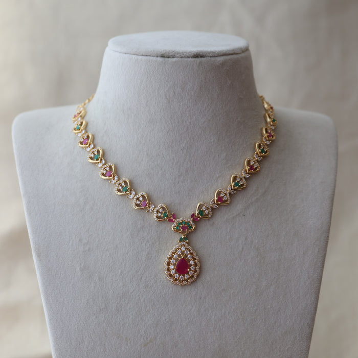 Heritage gold plated multi stone short necklace H3333