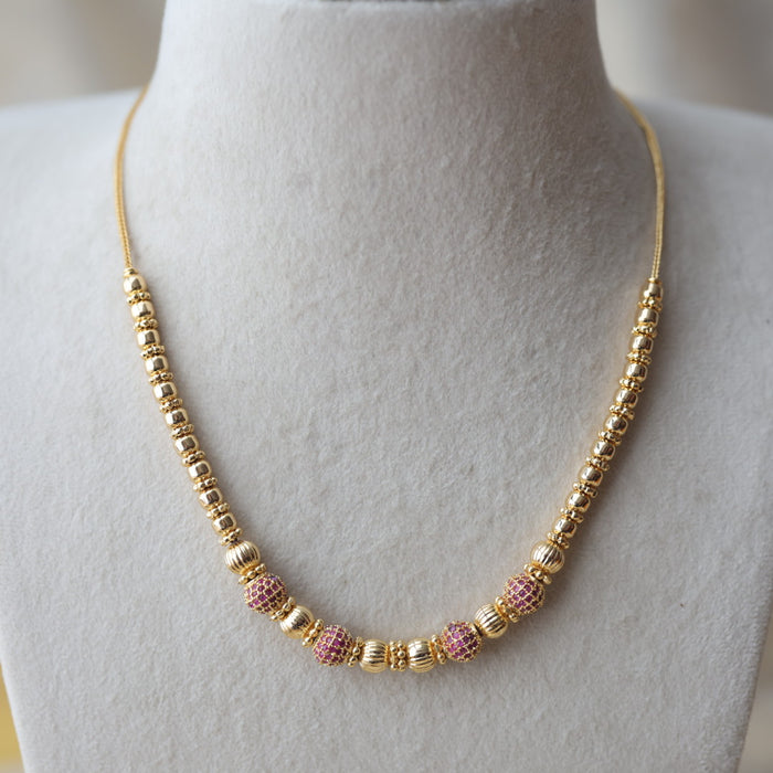 Heritage gold plated ruby stone short necklace H322