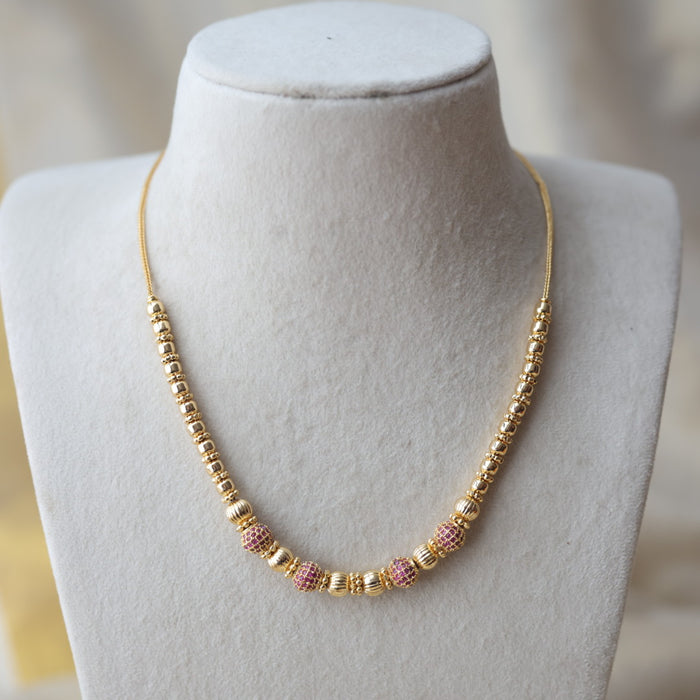 Heritage gold plated ruby stone short necklace H322