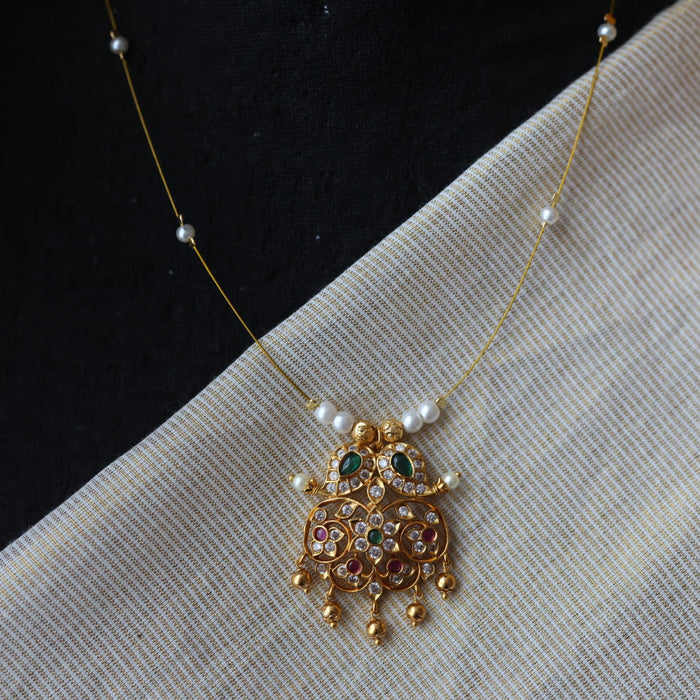 Antique gold invisible short necklace IN901