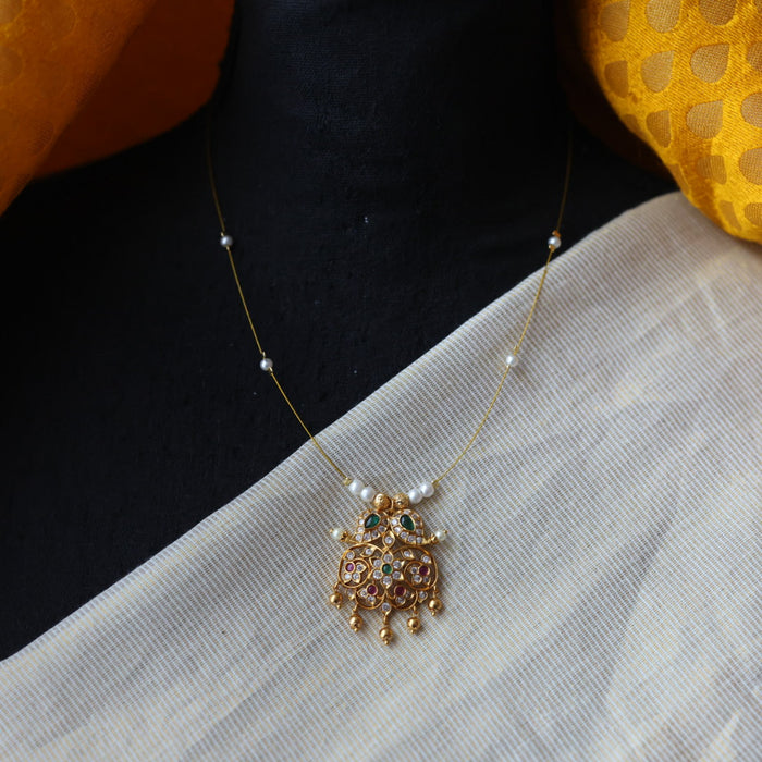 Antique gold invisible short necklace IN901