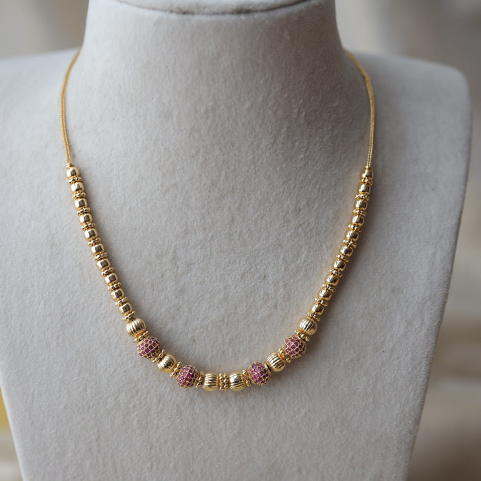 Heritage gold plated ruby stone short necklace H322