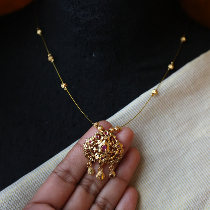 Heritage gold plated invisible short necklace IN904