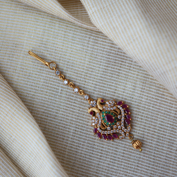 Antique ruby stone maang tikka TA354