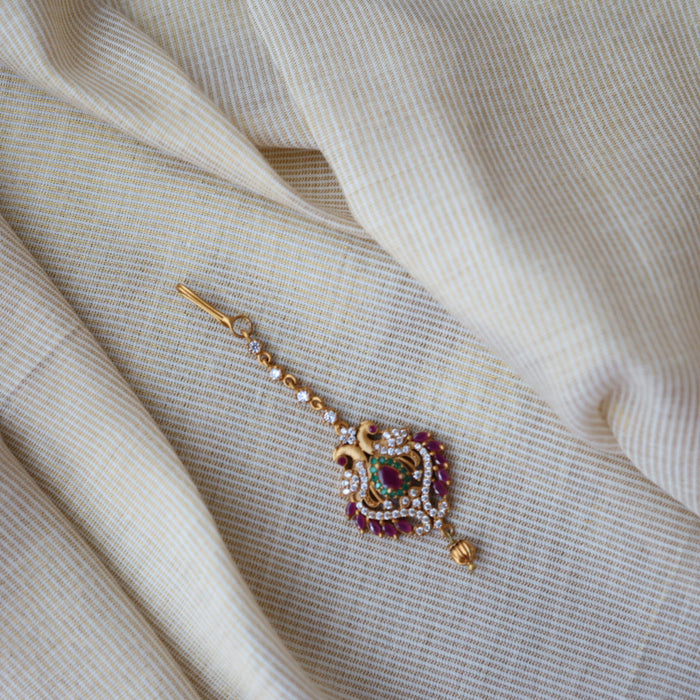 Antique ruby stone maang tikka TA354