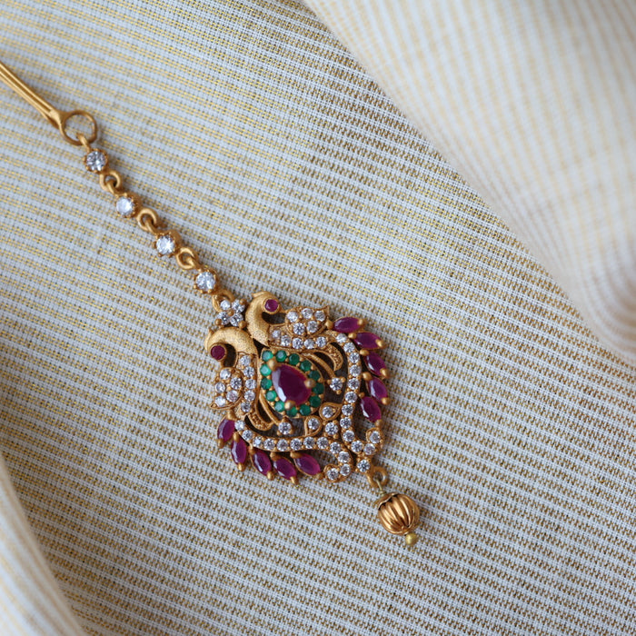 Antique ruby stone maang tikka TA354