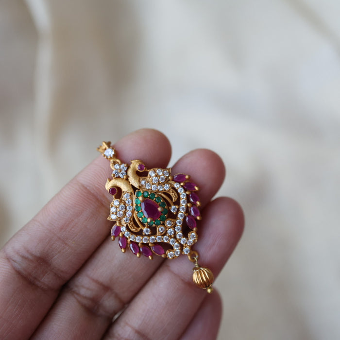 Antique ruby stone maang tikka TA354