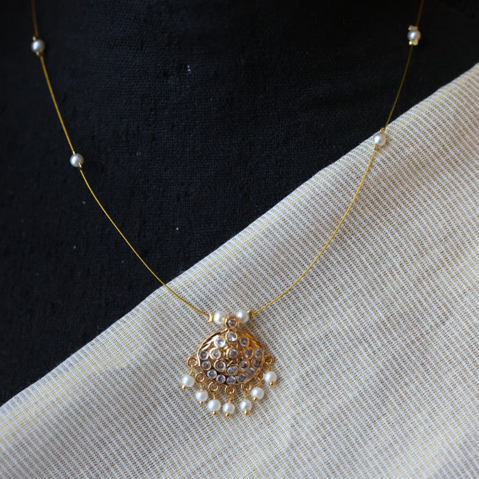 Heritage gold plated invisible short necklace IN901