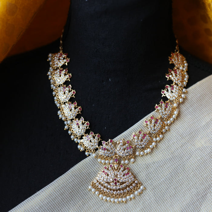 Heritage gold plated ruby white necklace H86267