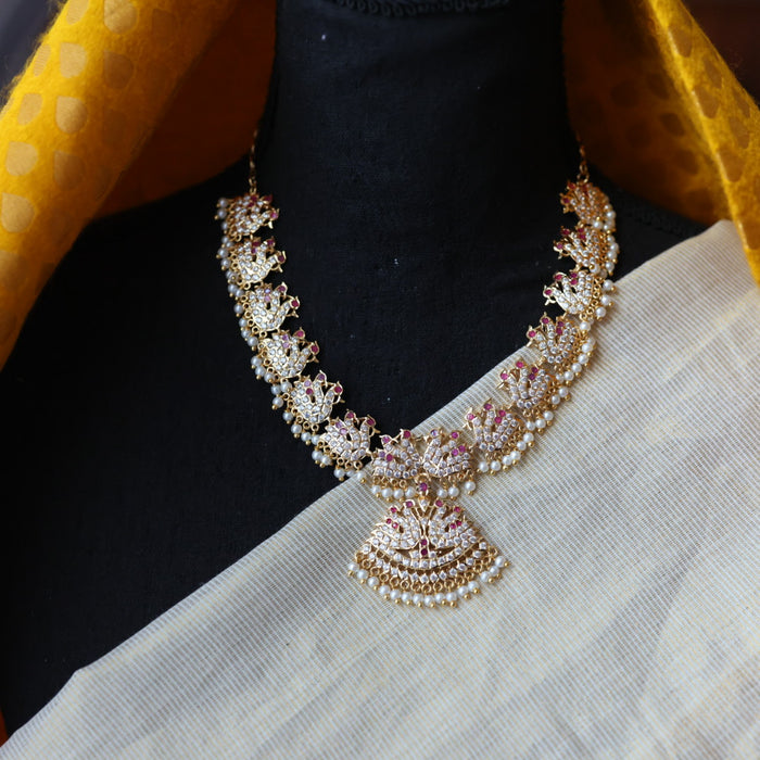 Heritage gold plated ruby white necklace H86267