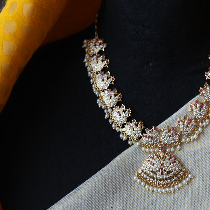 Heritage gold plated ruby white necklace H86267