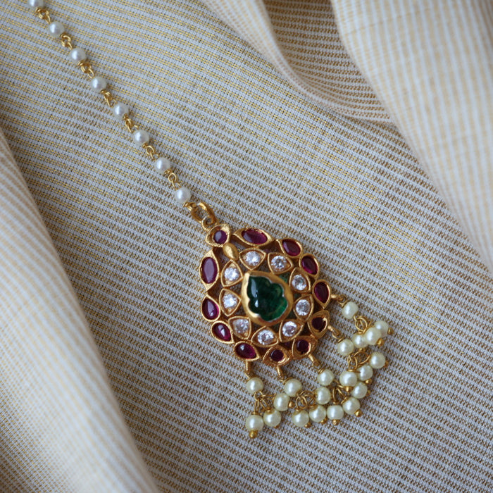 Antique ruby stone maang tikka TA3432