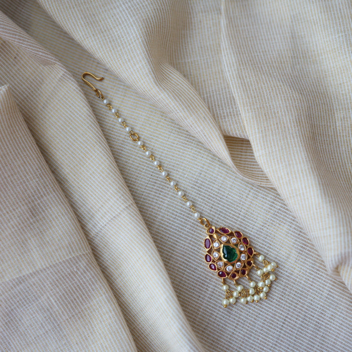 Antique ruby stone maang tikka TA3432