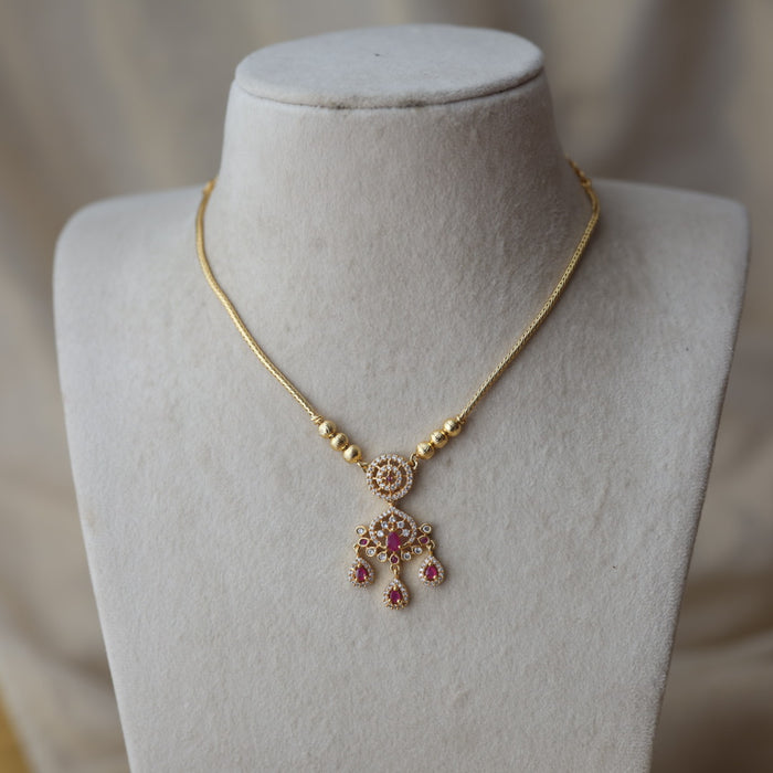 Heritage gold plated ruby white short necklace H0257