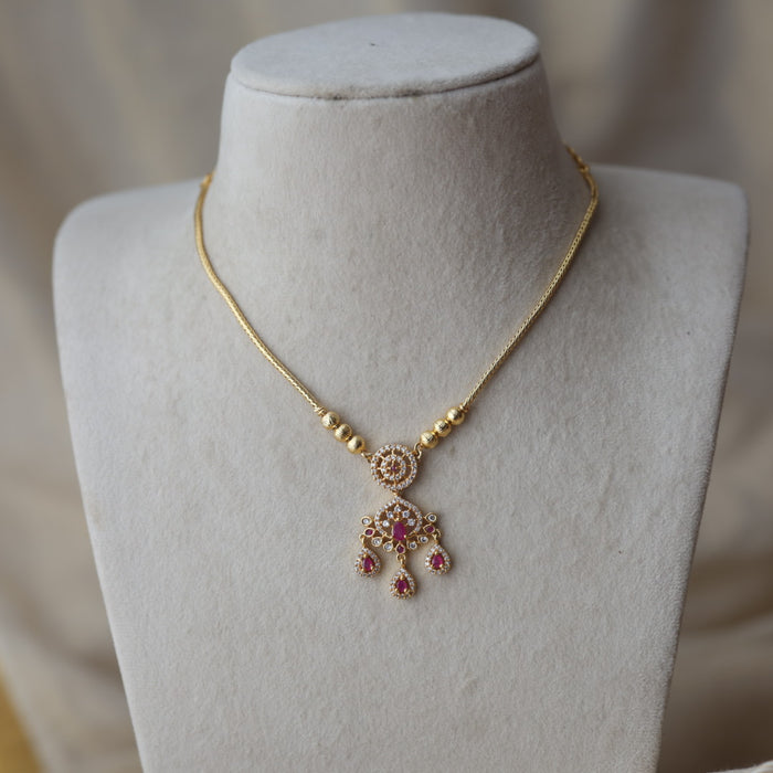 Heritage gold plated ruby white short necklace H0257