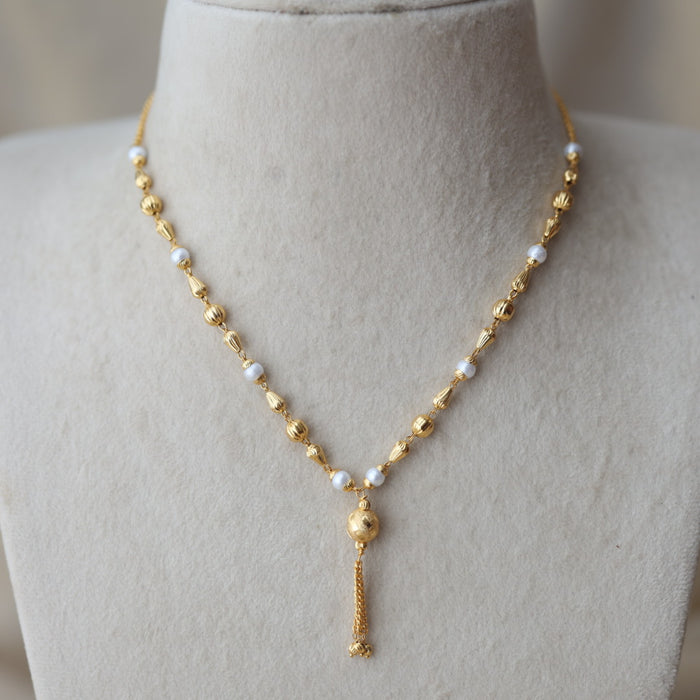 Heritage gold plated pearl and gold balls short chain HC7933