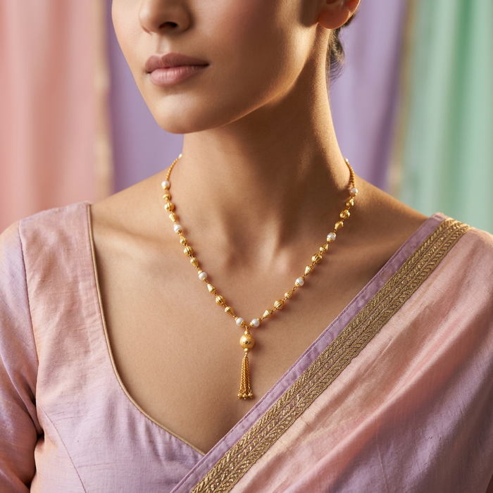Heritage gold plated pearl and gold balls short chain HC7933