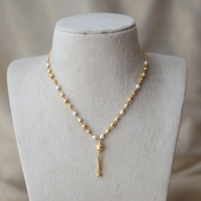 Heritage gold plated pearl and gold balls short chain HC7933