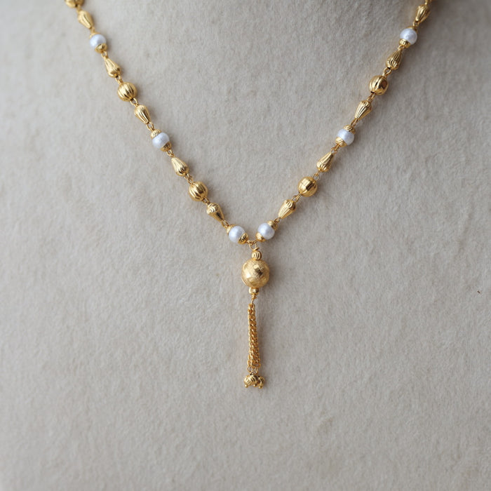 Heritage gold plated pearl and gold balls short chain HC7933