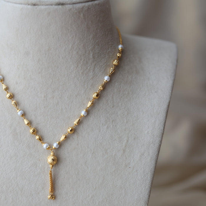 Heritage gold plated pearl and gold balls short chain HC7933