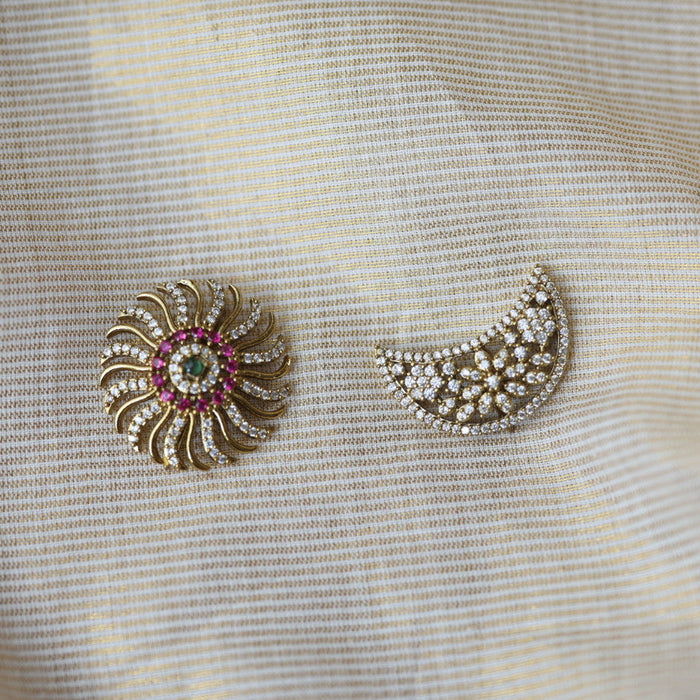 Antique white ruby green stone sun and moon hair accessories HA513