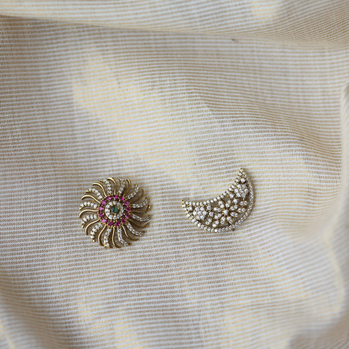 Antique white ruby green stone sun and moon hair accessories HA513