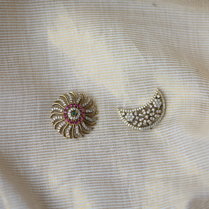 Antique white ruby green stone sun and moon hair accessories HA513