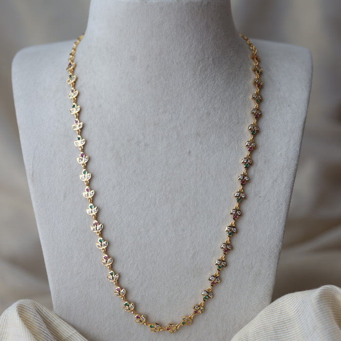 Heritage gold plated multi stone long necklace HL0011