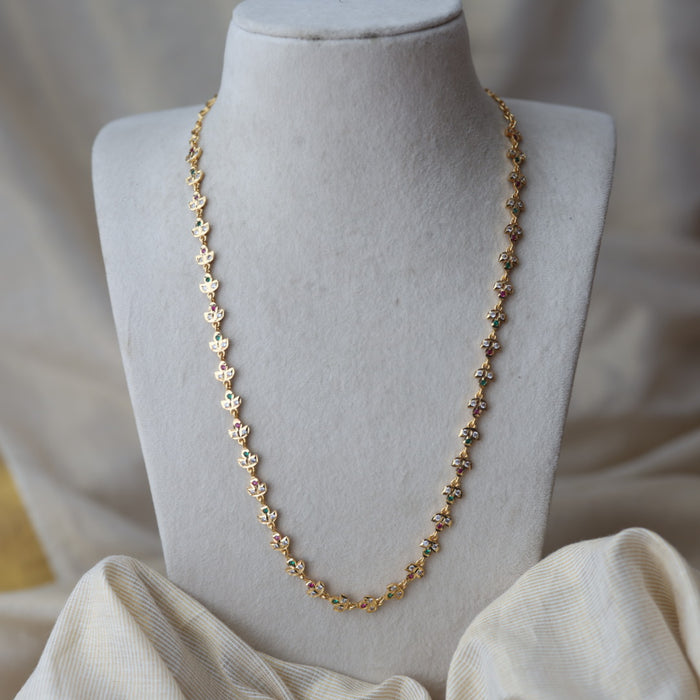 Heritage gold plated multi stone long necklace HL0011