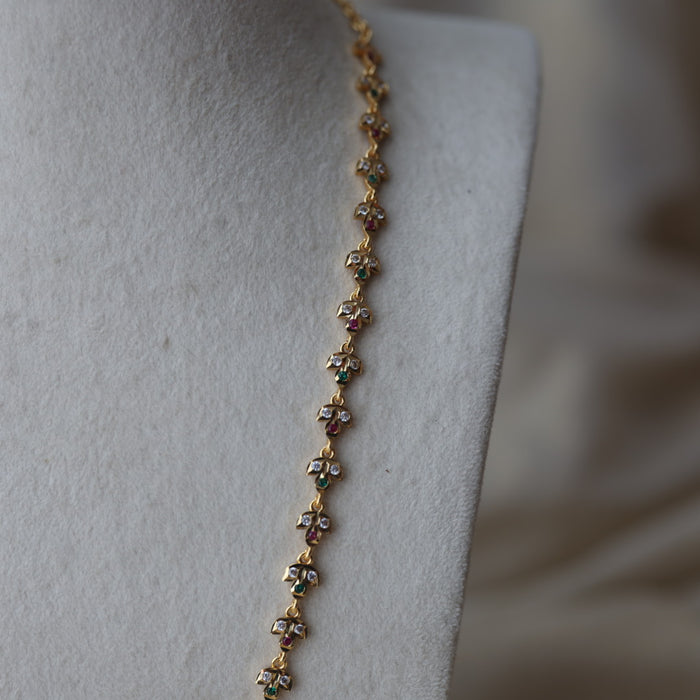 Heritage gold plated multi stone long necklace HL0011