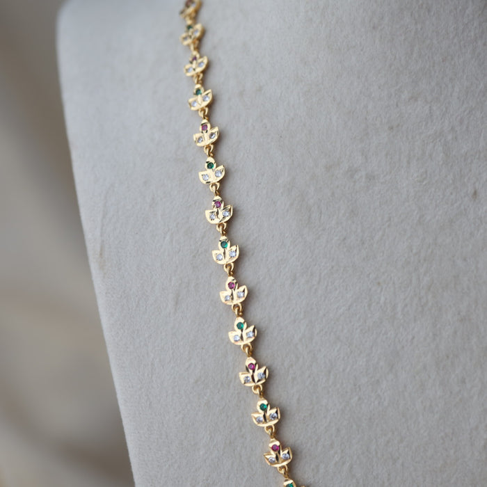 Heritage gold plated multi stone long necklace HL0011