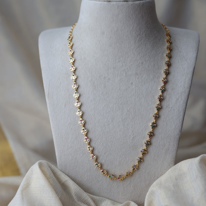 Heritage gold plated multi stone long necklace HL0011