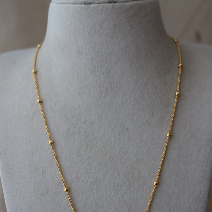 Heritage gold plated white stone padakam long necklace HP927