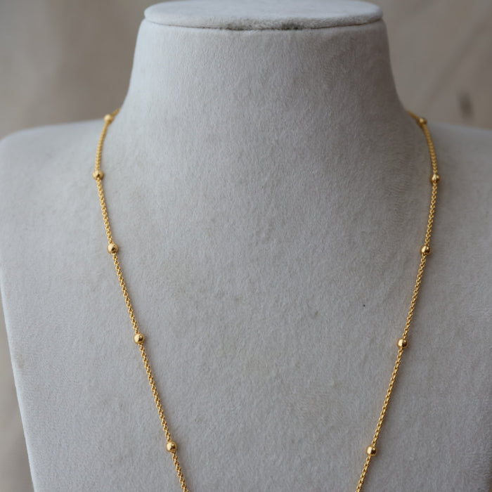 Heritage gold plated ruby white stone padakam long necklace HP947