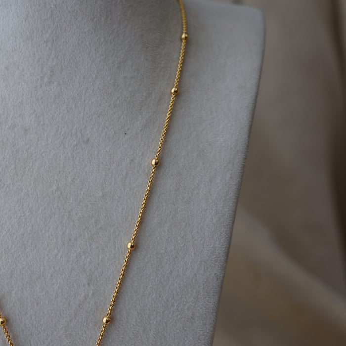 Heritage gold plated ruby white stone padakam long necklace HP947
