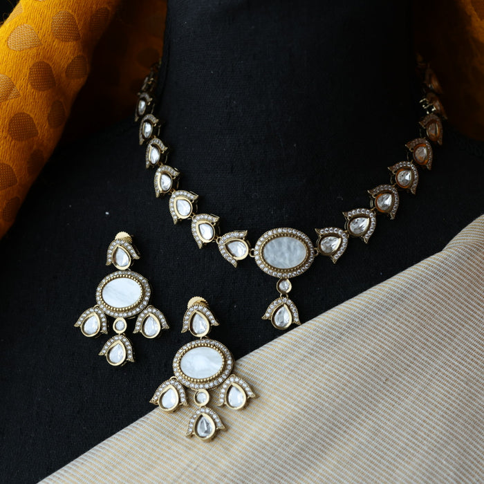 Trendy white stone necklace with earrings and tikka TW311