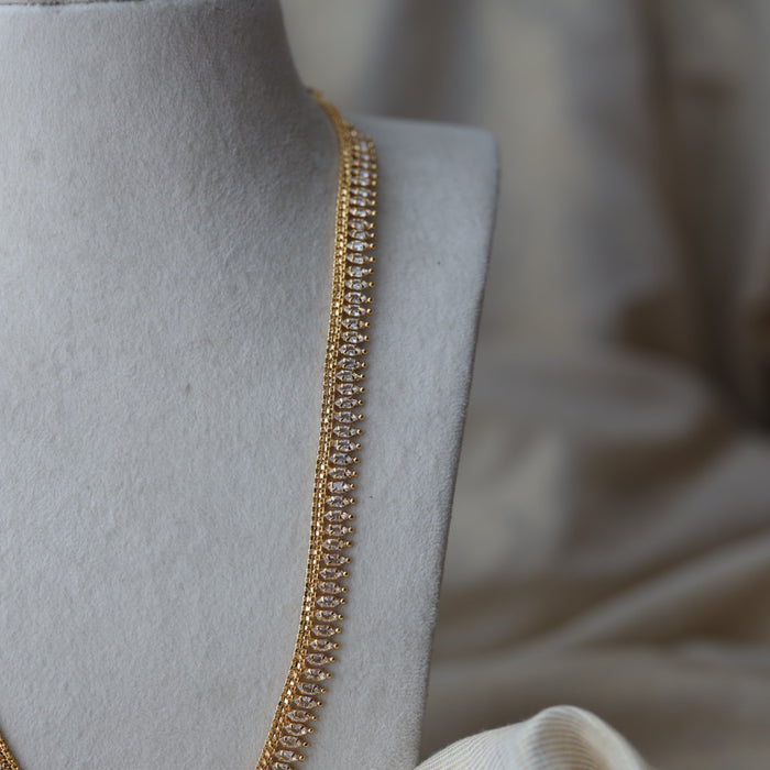 Heritage gold plated white stone long necklace HL011