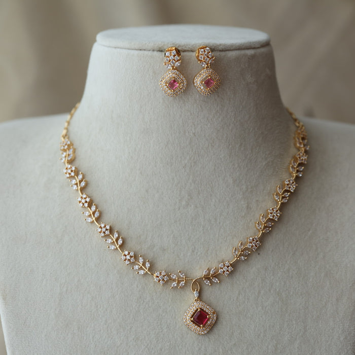 Heritage simple short necklace and earrings H7389