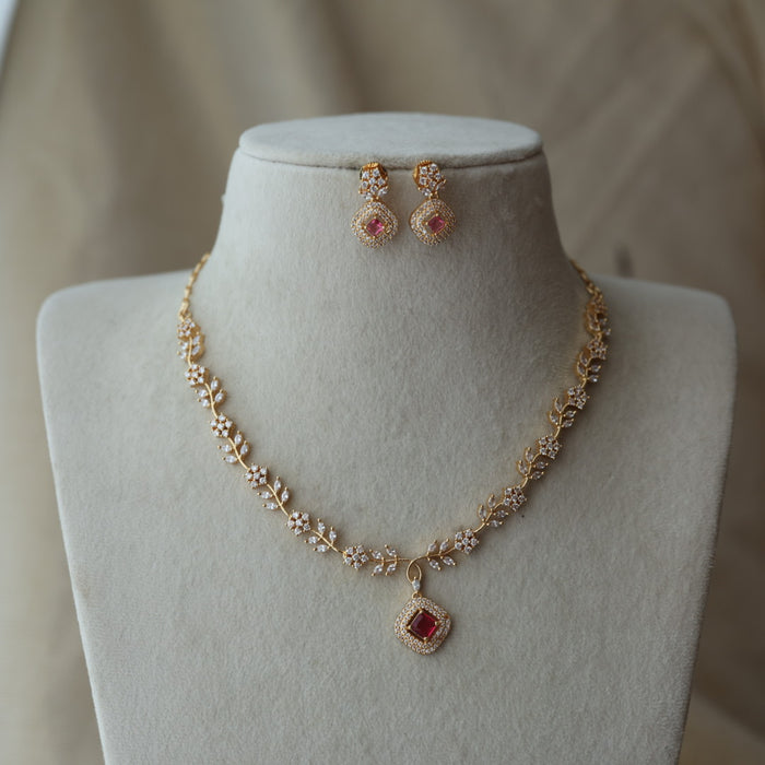 Heritage simple short necklace and earrings H7389