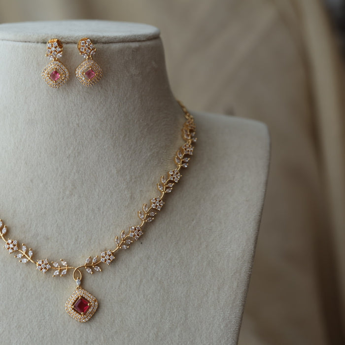 Heritage simple short necklace and earrings H7389