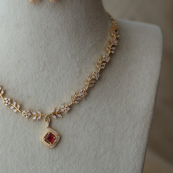 Heritage simple short necklace and earrings H7389
