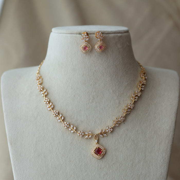 Heritage simple short necklace and earrings H7389