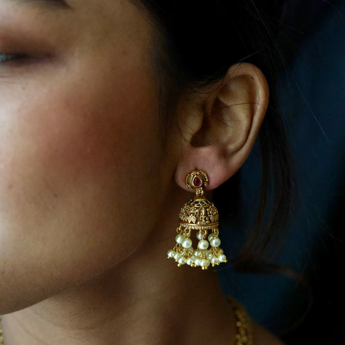 Antique short necklace with earrings TTS4712