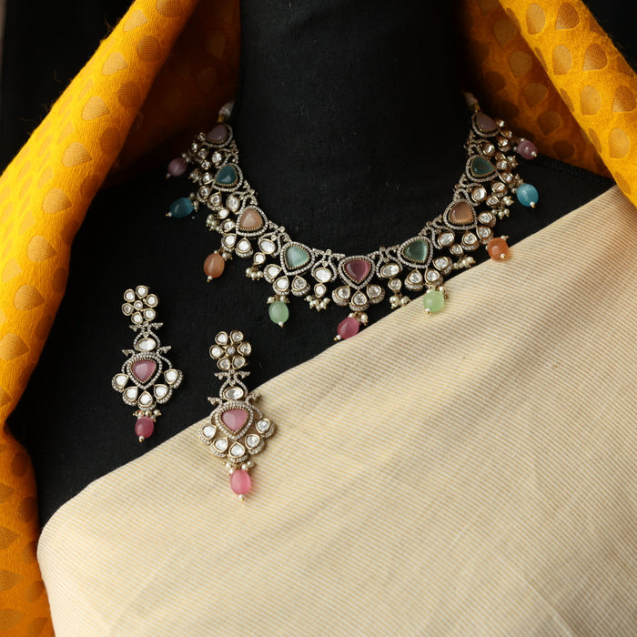 Trendy multi stone necklace and earrings TM421